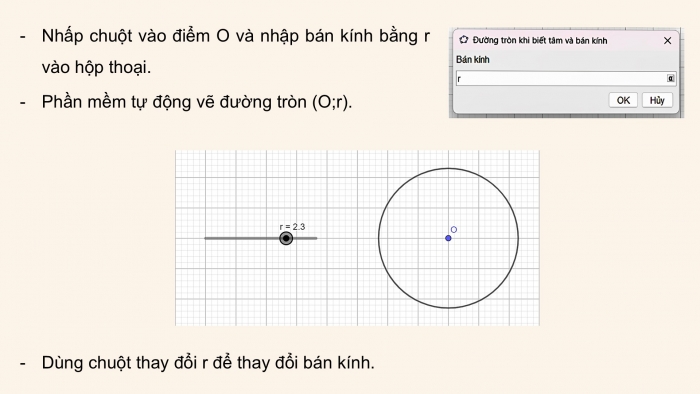 Giáo án điện tử Toán 9 chân trời Hoạt động thực hành và trải nghiệm 2: Vẽ đường tròn bằng phần mềm GeoGebra