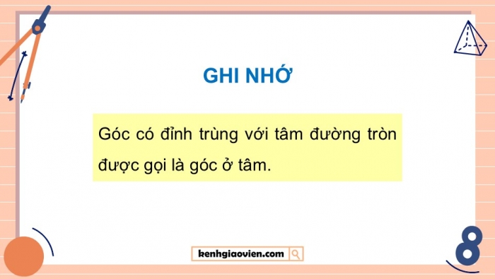 Giáo án điện tử Toán 9 cánh diều Bài 4: Góc ở tâm. Góc nội tiếp