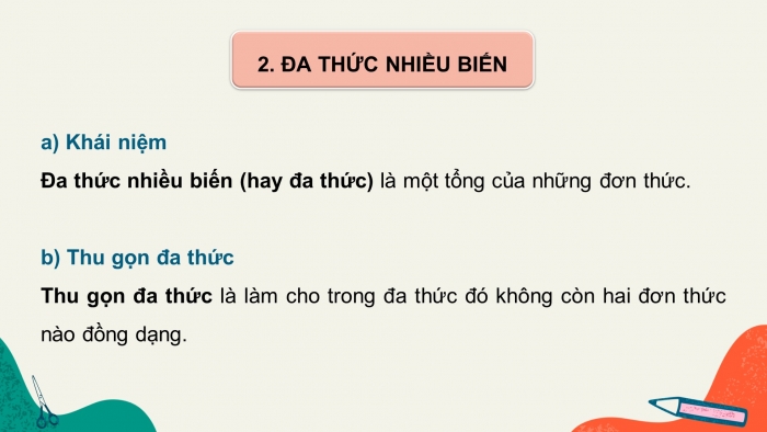 Giáo án PPT dạy thêm Toán 8 cánh diều Bài 1: Đơn thức nhiều biến. Đa thức nhiều biến