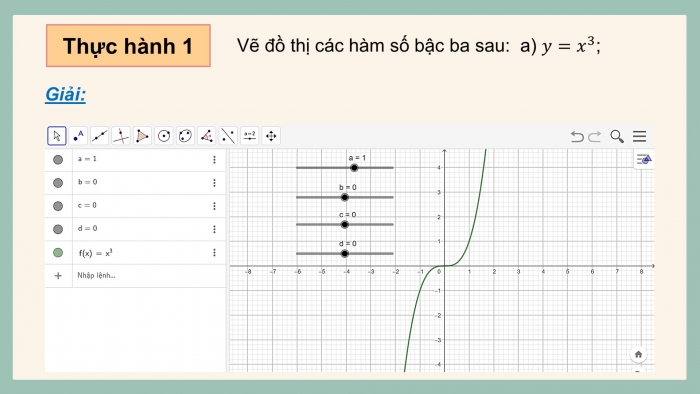 Giáo án điện tử Toán 12 chân trời Hoạt động thực hành và trải nghiệm Bài 1: Vẽ đồ thị hàm số bằng phần mềm Geogebra