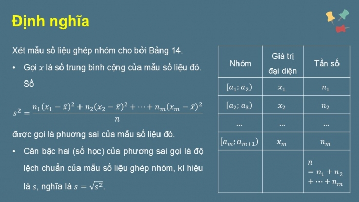 Giáo án điện tử Toán 12 cánh diều Bài 2: Phương sai, độ lệch chuẩn của mẫu số liệu ghép nhóm