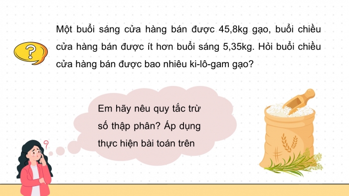 Giáo án PPT dạy thêm Toán 5 Kết nối bài 20: Phép trừ số thập phân