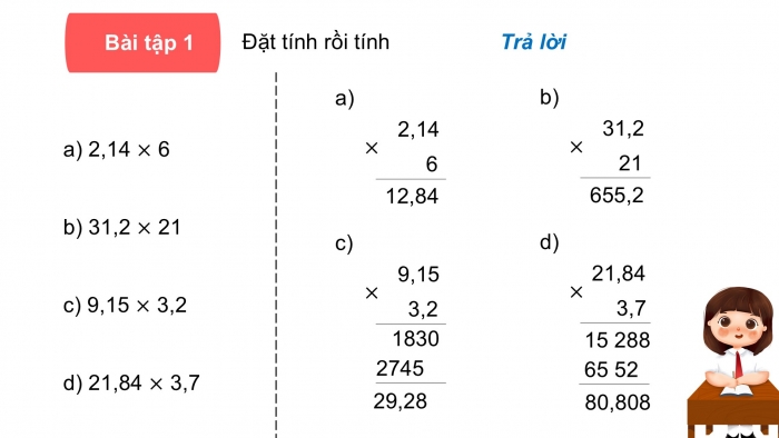 Giáo án PPT dạy thêm Toán 5 Kết nối bài 21: Phép nhân số thập phân