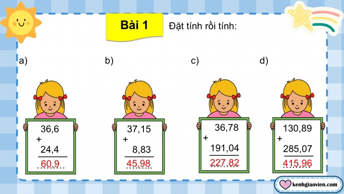 Giáo án PPT dạy thêm Toán 5 Cánh diều bài 25: Cộng các số thập phân