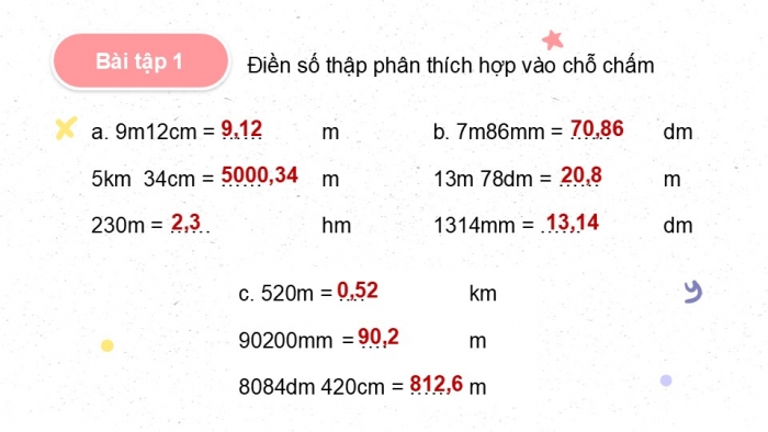 Giáo án PPT dạy thêm Toán 5 Cánh diều bài 38: Viết các số đo đại lượng dưới dạng số thập phân