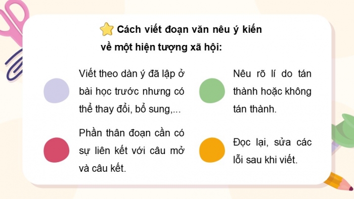 Giáo án PPT dạy thêm Tiếng Việt 5 cánh diều Bài 8: Chuyện nhỏ trong lớp học, Luyện tập viết đoạn văn nêu ý kiến về một hiện tượng xã hội (Thực hành viết)