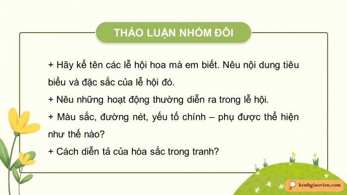 Giáo án điện tử Mĩ thuật 5 chân trời bản 2 Bài 5: Lễ hội hoa