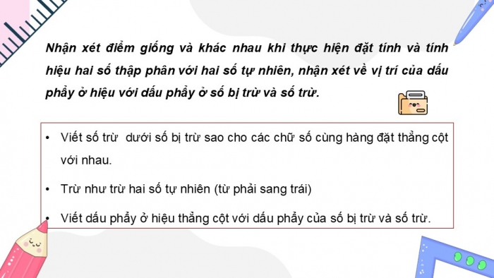 Giáo án điện tử Toán 5 chân trời Bài 29: Trừ hai số thập phân