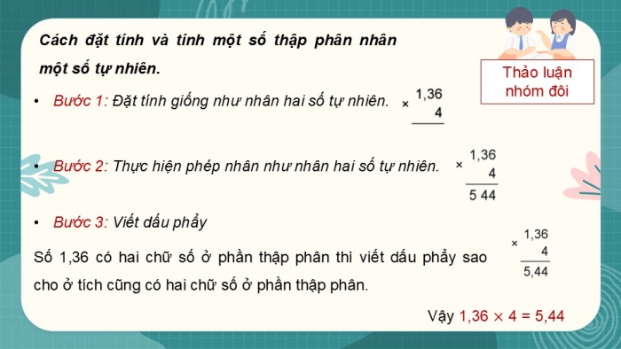 Giáo án điện tử Toán 5 cánh diều Bài 29: Nhân một số thập phân với một số tự nhiên