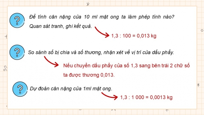 Giáo án điện tử Toán 5 cánh diều Bài 32: Chia một số thập phân cho 10, 100, 1000,...