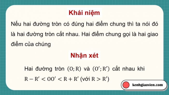 Giáo án điện tử Toán 9 kết nối Bài 17: Vị trí tương đối của hai đường tròn