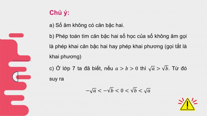 Giáo án điện tử Toán 9 chân trời Bài 1: Căn bậc hai