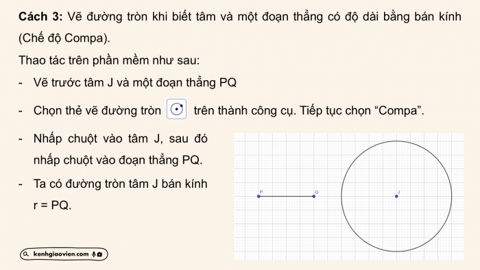 Giáo án điện tử Toán 9 chân trời Hoạt động thực hành và trải nghiệm 2: Vẽ đường tròn bằng phần mềm GeoGebra