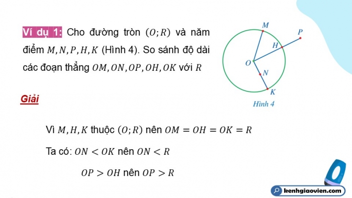 Giáo án điện tử Toán 9 cánh diều Bài 1: Đường tròn. Vị trí tương đối của hai đường tròn