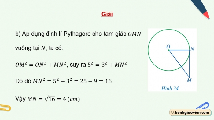 Giáo án điện tử Toán 9 cánh diều Bài 3: Tiếp tuyến của đường tròn