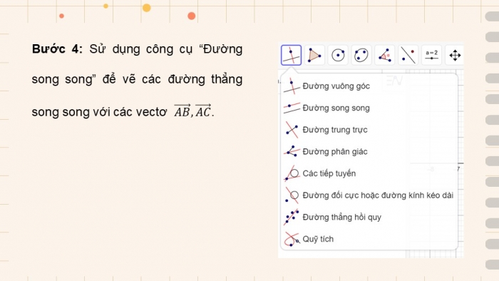 Giáo án điện tử Toán 12 kết nối Hoạt động thực hành trải nghiệm: Vẽ vectơ tổng của ba vectơ trong không gian bằng phần mềm GeoGebra