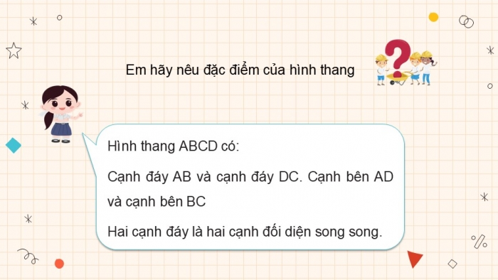 Giáo án PPT dạy thêm Toán 5 Kết nối bài 26: Hình thang. Diện tích hình thang