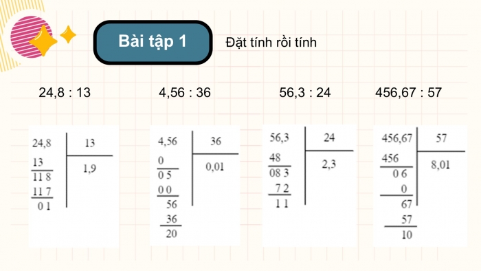 Giáo án PPT dạy thêm Toán 5 Cánh diều bài 33: Chia một số thập phân cho một số tự nhiên