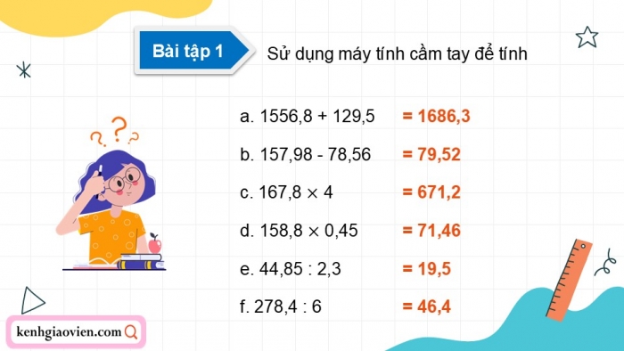 Giáo án PPT dạy thêm Toán 5 Cánh diều bài 44: Sử dụng máy tính cầm tay