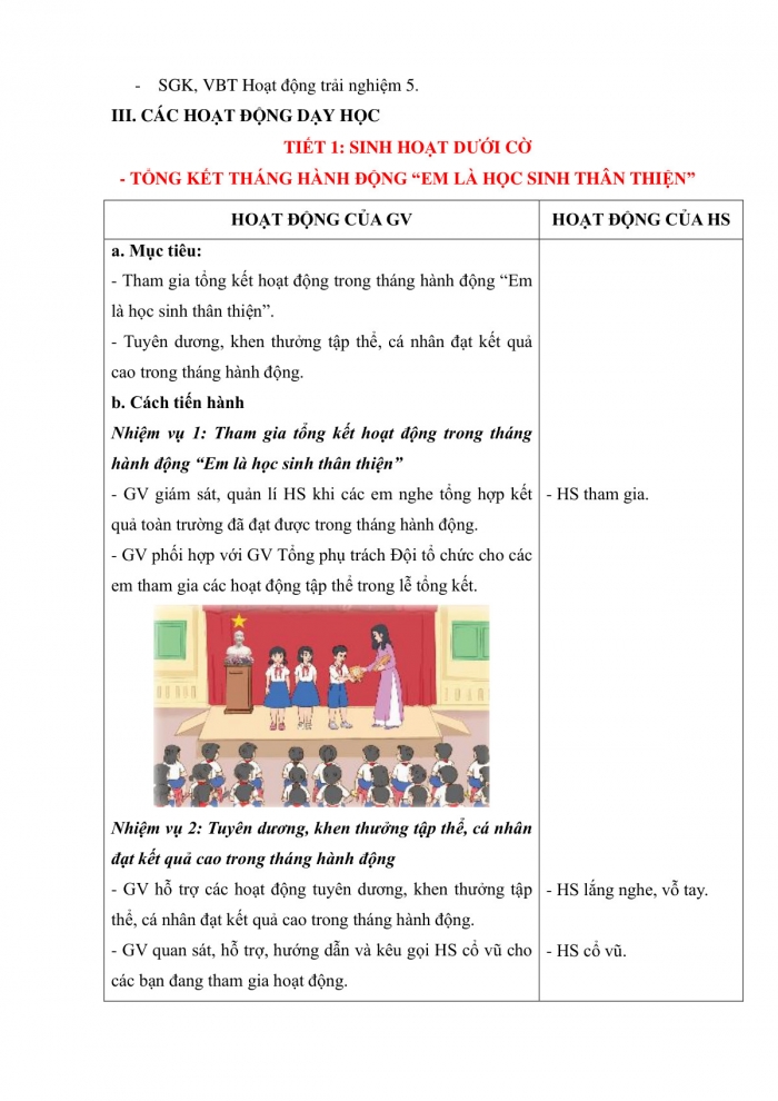 Giáo án và PPT Hoạt động trải nghiệm 5 chân trời bản 1 Chủ đề 3: Tri ân thầy cô Kết nối bạn bè - Tuần 12