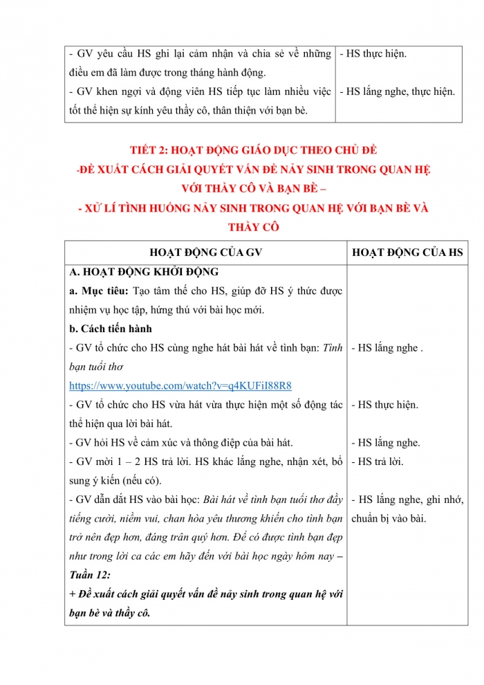 Giáo án và PPT Hoạt động trải nghiệm 5 chân trời bản 1 Chủ đề 3: Tri ân thầy cô Kết nối bạn bè - Tuần 12