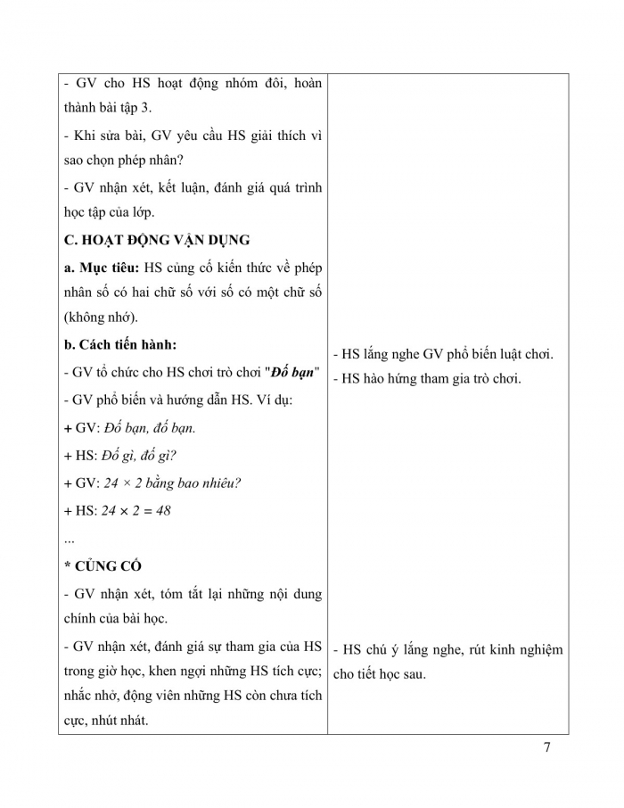 Giáo án và PPT Toán 3 kết nối Bài 23: Nhân số có hai chữ số với số có một chữ số