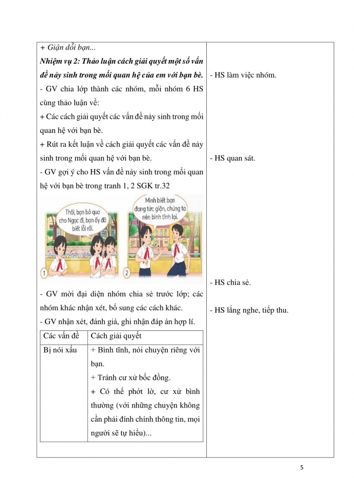 Giáo án và PPT Hoạt động trải nghiệm 5 chân trời bản 2 Chủ đề 3: Giữ gìn tình bạn, tình thầy trò - Tuần 9