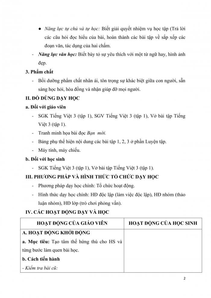 Giáo án và PPT Tiếng Việt 3 cánh diều Bài 1: Bạn mới; Dấu ngoặc kép; Nghe – viết Ngày khai trường; Ôn bảng chữ cái. Phân biệt l/n, c/t; Kể chuyện Bạn mới