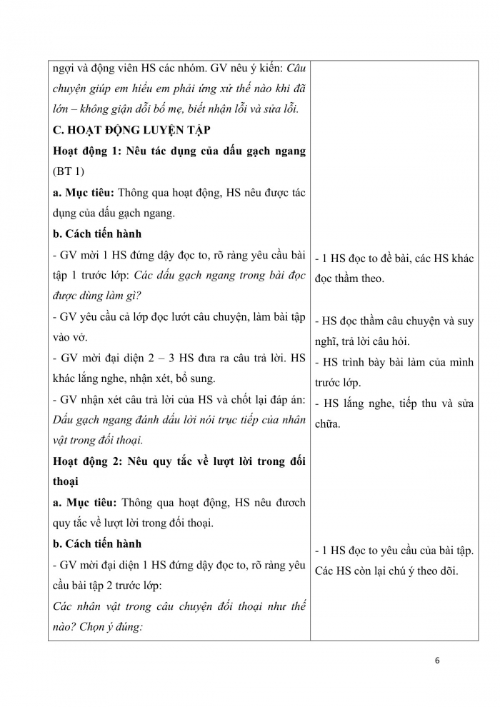 Giáo án và PPT Tiếng Việt 3 cánh diều Bài 2: Con đã lớn thật rồi!, Dấu gạch ngang. Lượt lời; Kể lại một cuộc trò chuyện