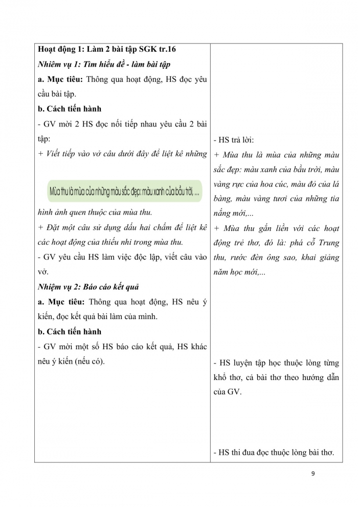 Giáo án và PPT Tiếng Việt 3 cánh diều Bài 1: Mùa thu của em; Luyện tập về dấu hai chấm; Em là học sinh lớp 3