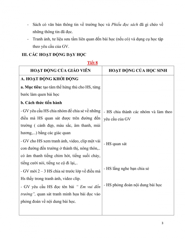 Giáo án và PPT Tiếng Việt 3 chân trời Bài 3: Nghe viết Em vui đến trường, Phân biệt ch/tr, s/x, g/r; Luyện tập về từ chỉ sự vật, đặc điểm, hoạt động; Câu kể - dấu chấm