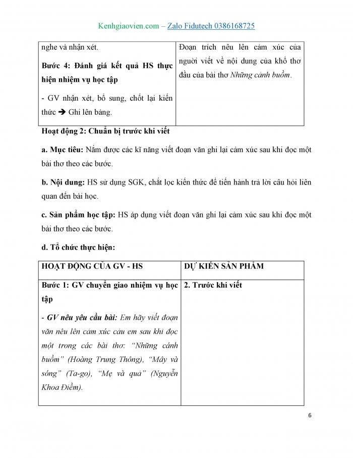 Giáo án và PPT Ngữ văn 7 cánh diều Bài 7: Viết đoạn văn ghi lại cảm xúc sau khi đọc một bài thơ