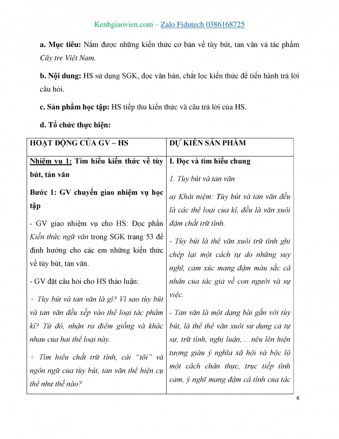 Giáo án và PPT Ngữ văn 7 cánh diều Bài 9: Cây tre Việt Nam (Thép Mới)