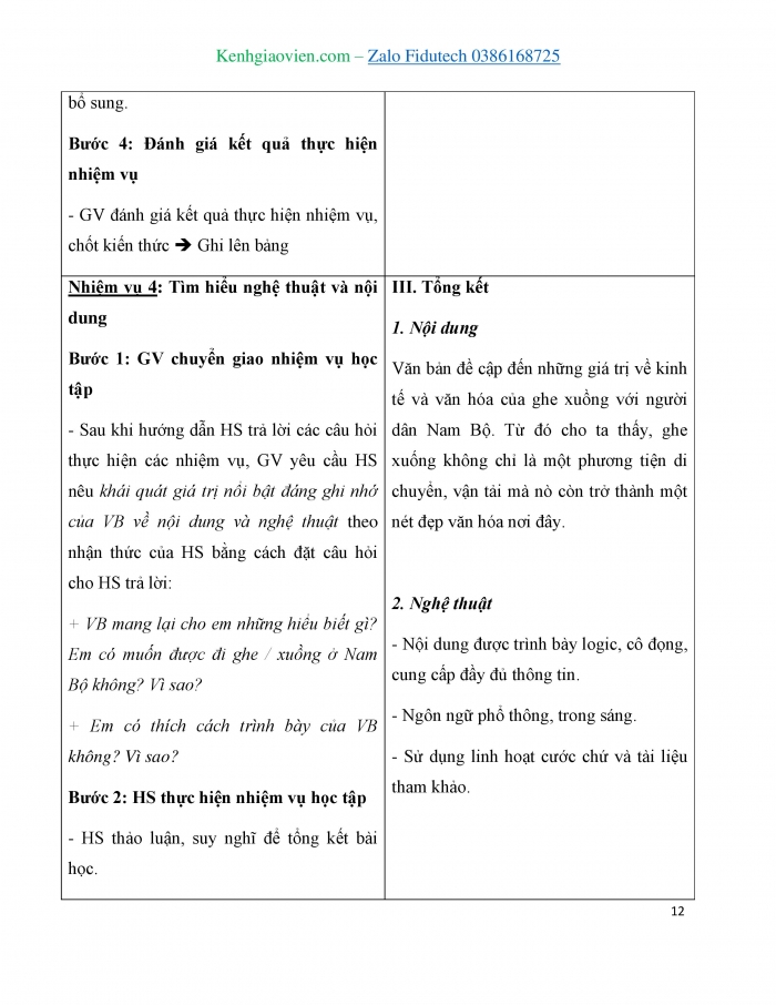 Giáo án và PPT Ngữ văn 7 cánh diều Bài 10: Ghe xuống Nam Bộ (Theo Minh Nguyen)