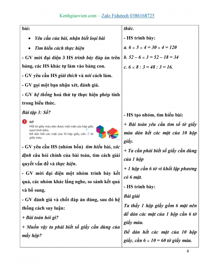 Giáo án và PPT Toán 3 chân trời bài Bảng nhân 6