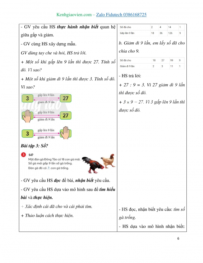 Giáo án và PPT Toán 3 chân trời bài Bảng chia 9