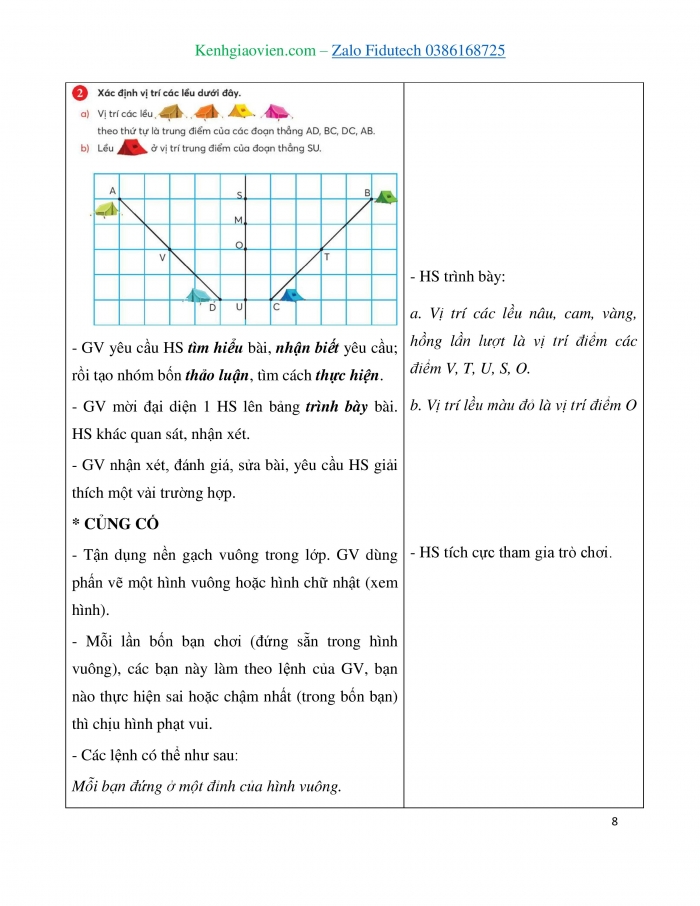 Giáo án và PPT Toán 3 chân trời bài Điểm ở giữa. Trung điểm của đoạn thẳng