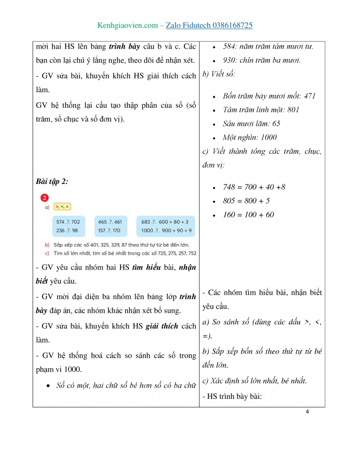 Giáo án và PPT Toán 3 chân trời bài Ôn tập học kì 1