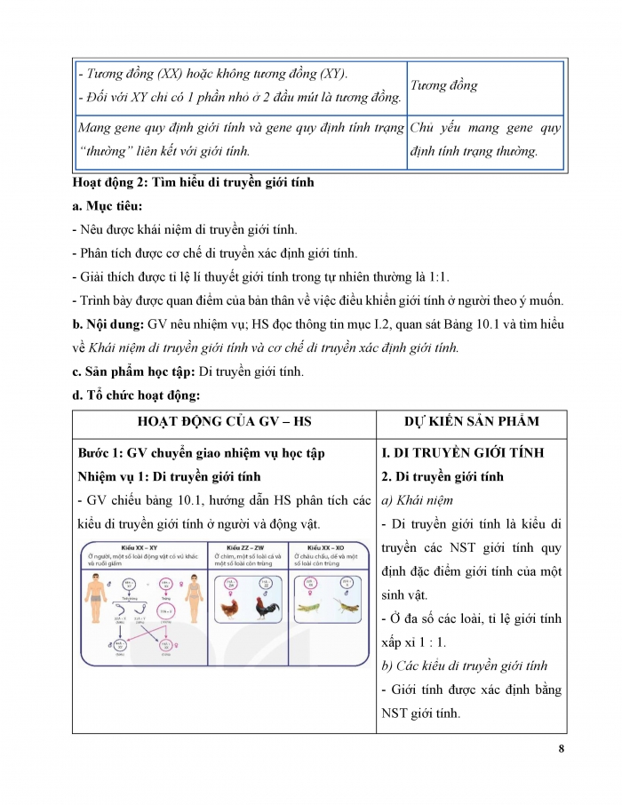 Giáo án và PPT Sinh học 12 kết nối Bài 10: Di truyền giới tính và di truyền liên kết với giới tính