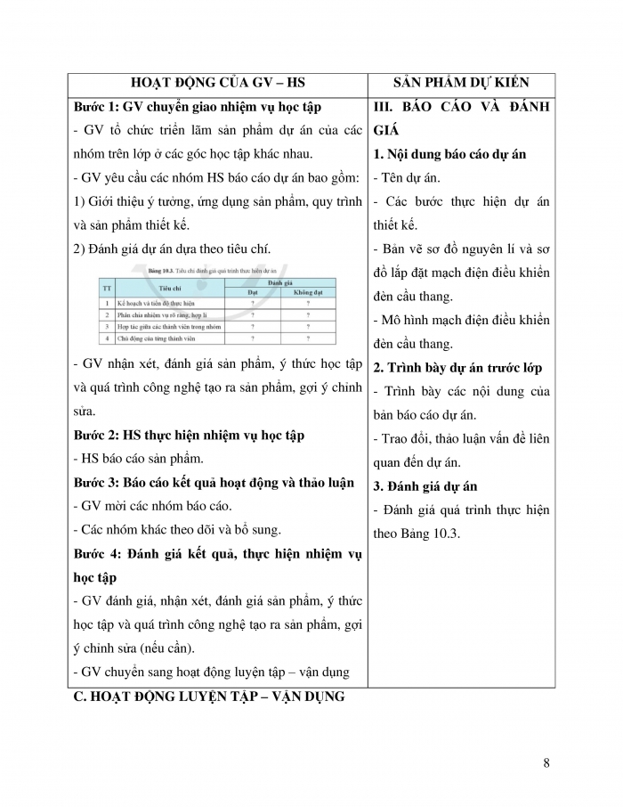 Giáo án và PPT công nghệ 12 điện - điện tử Cánh diều bài 10: Dự án Thiết kế, lắp đặt mạch điện điều khiển đèn cầu thang