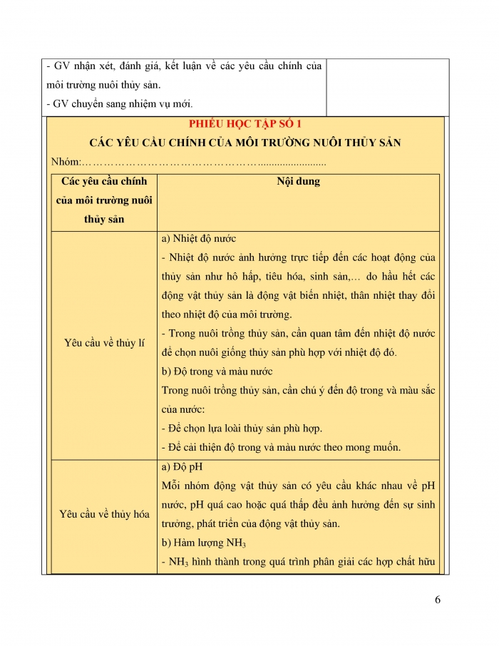 Giáo án và PPT công nghệ 12 lâm nghiệp thủy sản Kết nối bài 10: Giới thiệu về môi trường nuôi thuỷ sản