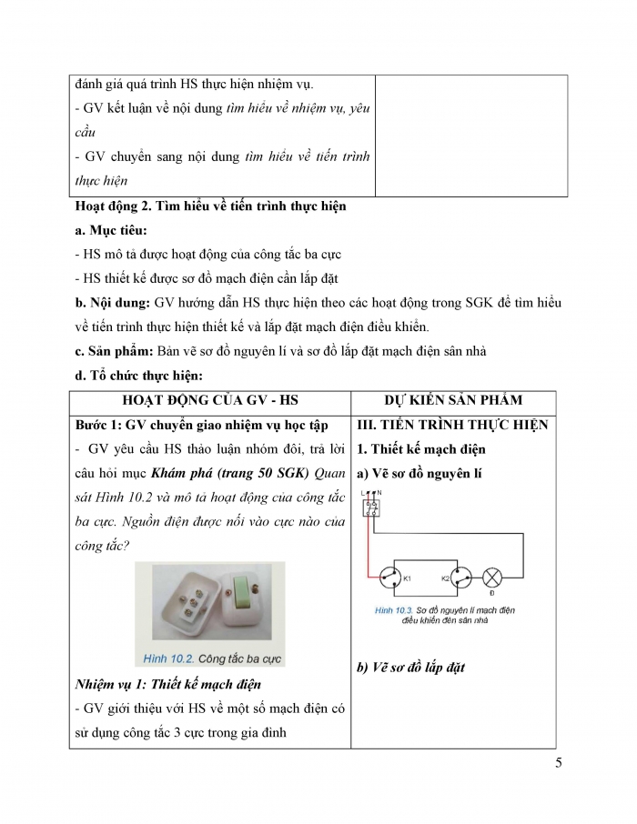 Giáo án và PPT công nghệ 12 điện - điện tử Kết nối bài 10: Thiết kế và lắp đặt mạch điện điều khiển trong gia đình