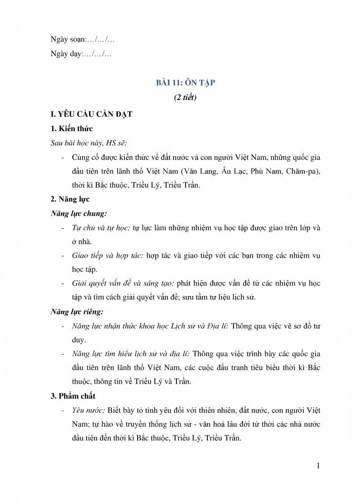 Giáo án và PPT Lịch sử và địa lí 5 Kết nối bài 11: Ôn tập