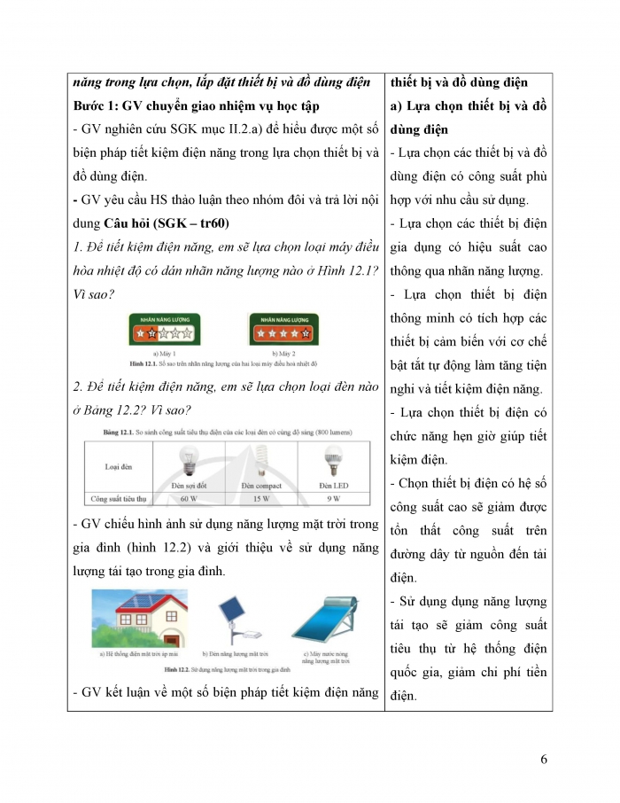 Giáo án và PPT công nghệ 12 điện - điện tử Cánh diều bài 12: Tiết kiệm điện năng