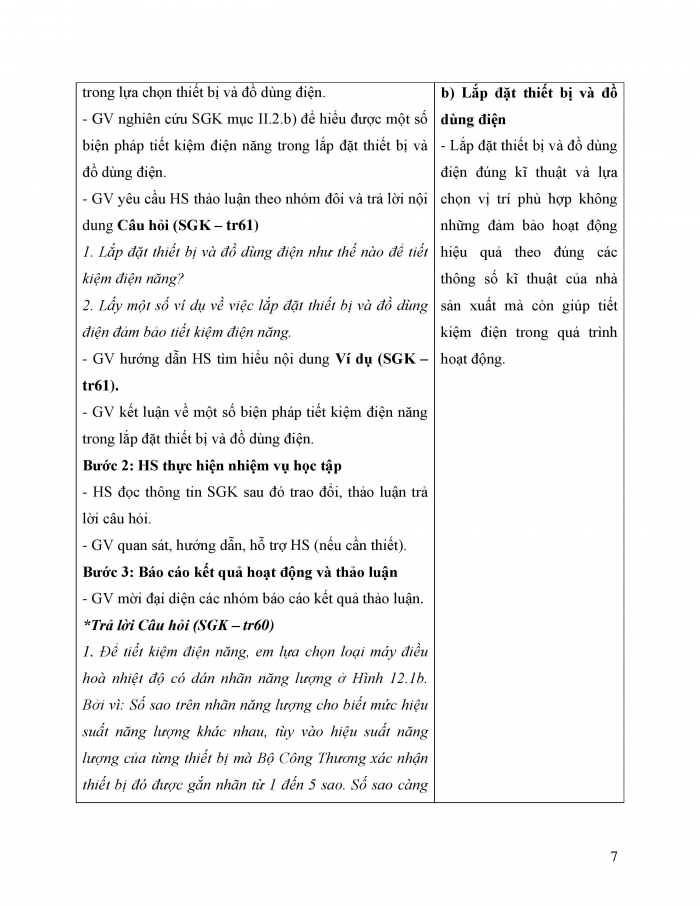 Giáo án và PPT công nghệ 12 điện - điện tử Cánh diều bài 12: Tiết kiệm điện năng