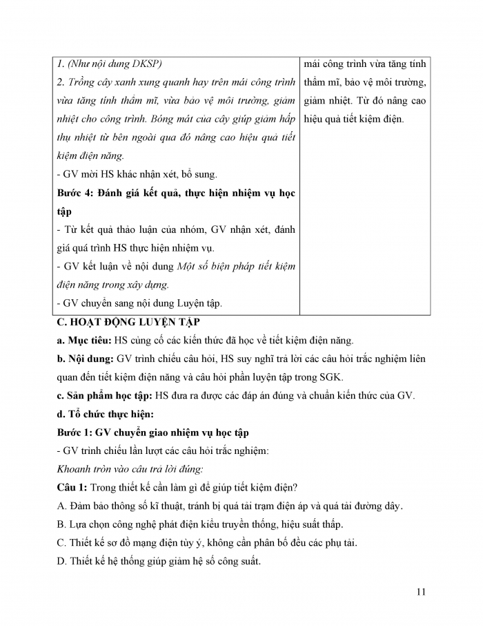 Giáo án và PPT công nghệ 12 điện - điện tử Cánh diều bài 12: Tiết kiệm điện năng