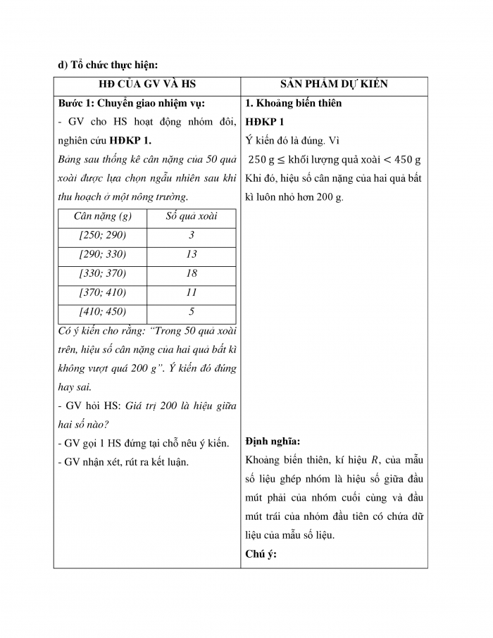 Giáo án và PPT Toán 12 chân trời bài 1: Khoảng biến thiên và khoảng tứ phân vị của mẫu số liệu ghép nhóm