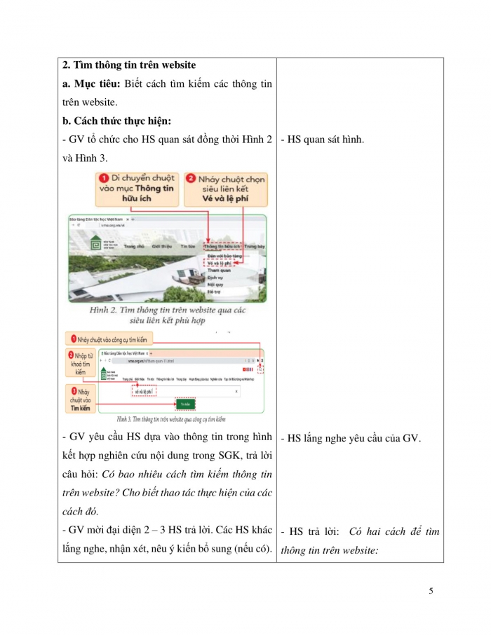 Giáo án và PPT Tin học 5 cánh diều chủ đề B bài 1: Tìm thông tin trên website