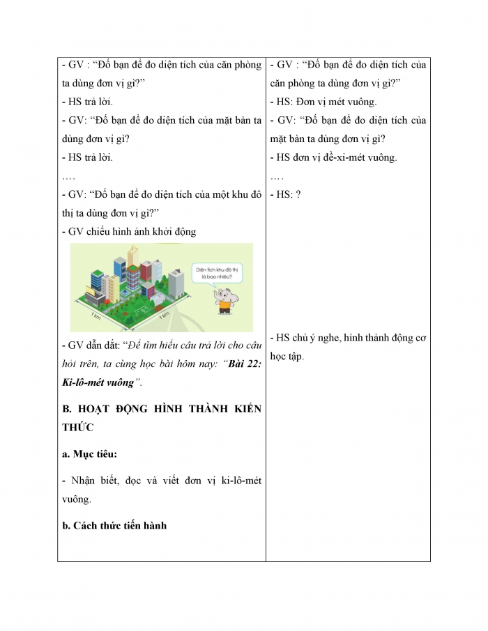 Giáo án và PPT Toán 5 cánh diều bài 22: Ki-lô-mét vuông