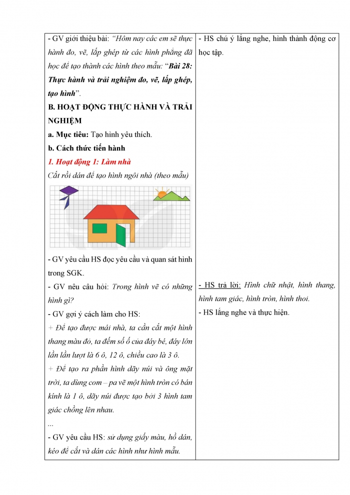 Giáo án và PPT Toán 5 Kết nối bài 28: Thực hành và trải nghiệm đo, vẽ, lắp ghép, tạo hình